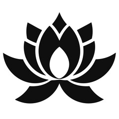 Black silhouette of lotus on white background