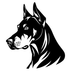 a black and white drawing of a dog s head