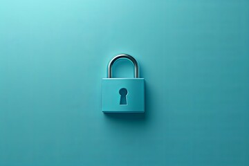 Minimalistic Padlock on blue background