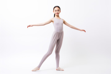 Teen pretty Japanese girl over isolated white background in ballet clothes