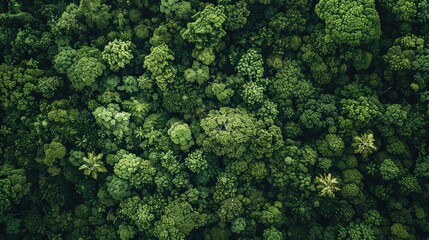 An aerial perspective reveals a lush forest canopy below captured by a drone showcasing a dense emerald sea of trees actively absorbing CO2 This verdant tapestry not only serves as a pictur