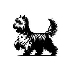  West Highland White Terrier vector Silhouette - Capturing the Endearing Beauty and Playful Spirit of this Beloved Breed-  West Highland White Terrier Illustration.