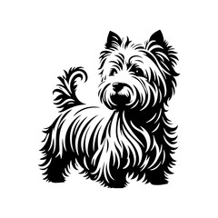  West Highland White Terrier vector Silhouette - Capturing the Endearing Beauty and Playful Spirit of this Beloved Breed-  West Highland White Terrier Illustration.