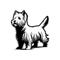  West Highland White Terrier vector Silhouette - Capturing the Endearing Beauty and Playful Spirit of this Beloved Breed-  West Highland White Terrier Illustration.