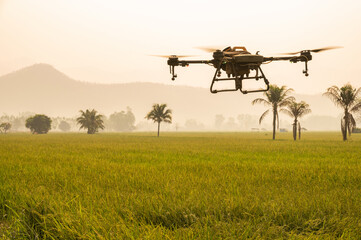 An agricultural drone while use to soil and field analysis. They can be used to mount sensors to...