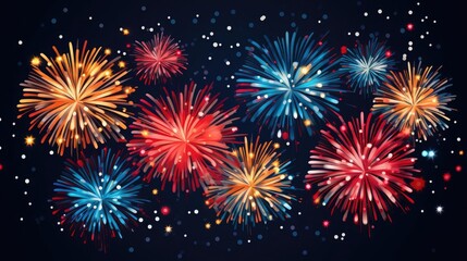 Naklejka premium A beautiful night sky filled with colorful fireworks. The perfect backdrop for a celebration.