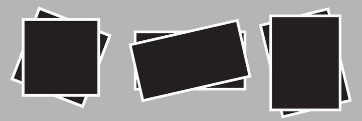 Set of empty photo frames compositions. Realistic vector mockups. Retro photo frames isolated on grey  background. Vector illustration. EPs 10