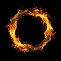 Fototapeta premium Fiery Ring of Motion: Dynamic Fire Dance on Black Canvas