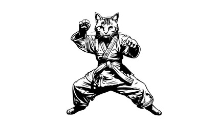Fototapeta premium Karate Cat SVG Kempo Cat SVG Funny Cat Vector Clipart Karate Cat Logo