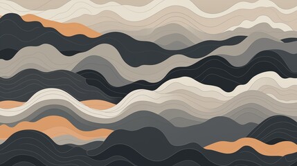 Abstract Wavy Lines Pattern in Soothing Earth Tones for a Trendy Background or Wallpaper Design.