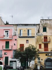 Colorful historic buildings in old European town of Amalfi, Sorento, Italy