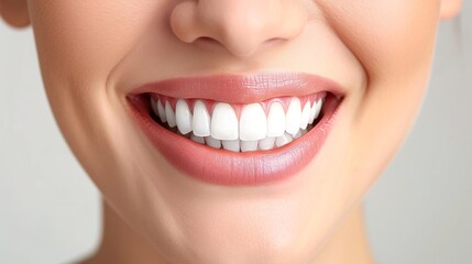 Obraz premium Perfect healthy teeth smile of a woman isolated on a white background.