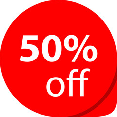 Sale 50% OFF discount sticker icon Red tag discount offer price label for graphic design, logo, web site, social media, mobile app, ui illustration