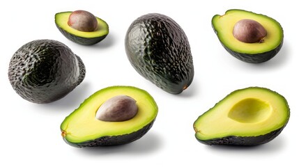 Fresh Avocado: A Vibrant Display on a Green and White Background

