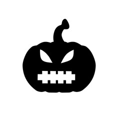 Halloween pumpkin silhouette with various expressions set of vector illustration