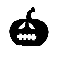 Halloween pumpkin silhouette with various expressions set of vector illustration