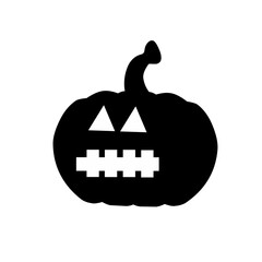 Halloween pumpkin silhouette with various expressions set of vector illustration