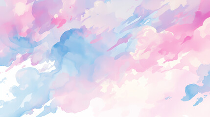 Abstract Watercolor Background with Pastel Pink and Blue Colors and Cloud Illustration
