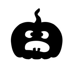 Halloween pumpkin silhouette with various expressions set of vector illustration