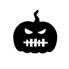 Halloween pumpkin silhouette with various expressions set of vector illustration