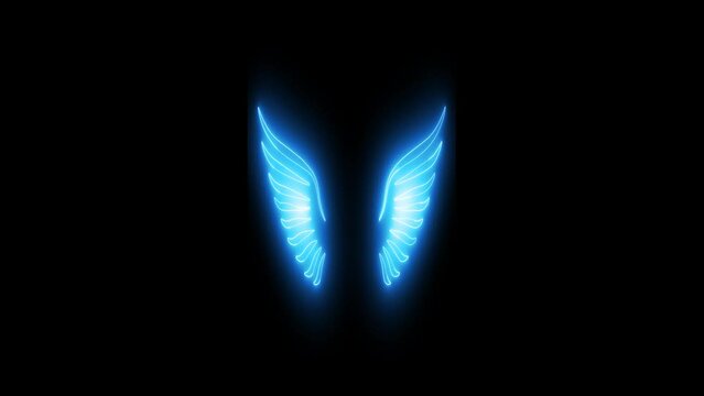 wing logo with blue light effect green screen background