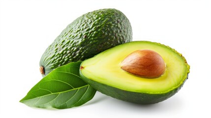 Fresh Avocado: A Vibrant Display on a Green and White Background
