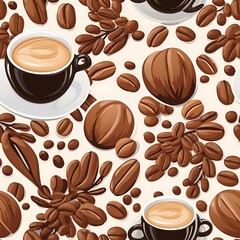 Coffee cup seamless pattern, the beauty of design for many different graphic works.