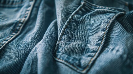 Blue denim shorts shot close up on a grey backdrop