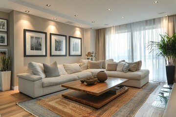 Naklejka na ściany i meble Contemporary Living Room with a Harmonious Blend