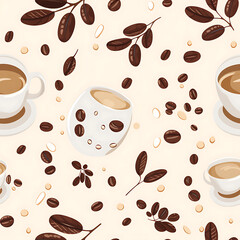 Obraz premium Coffee cup seamless pattern, the beauty of design for many different graphic works.