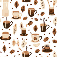 Coffee cup seamless pattern, the beauty of design for many different graphic works. - obrazy, fototapety, plakaty