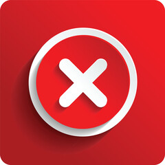 X symbol representing error on red circle background. EPS Vector file