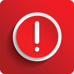 Exclamation mark symbol on red circle background. EPS Vector file.