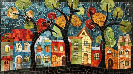 Mosaic design capturing the beauty of neighborhood connections