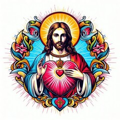 A colorful drawing of a person holding a heart has illustrative meaning has illustrative meaning used for printing card design illustrator.