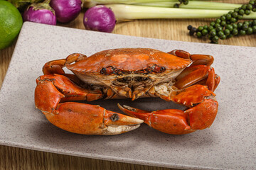Delicous luxury steamed red crab