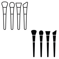 Set of brush icon. Make up brush vector