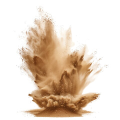 Sand flying explosion isolated on white background.