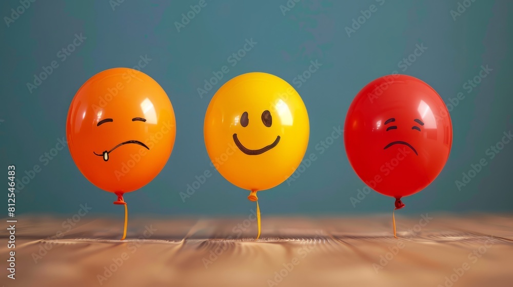 Poster symbolic conceptual image of balloons representing the complexity of human emotions