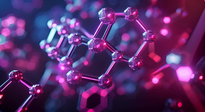 Neon molecular structures in the digital world, building blocks of virtual life.