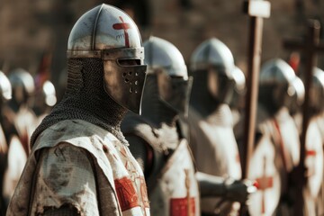 In the shadow of ancient crosses Knights Templar stand vigilant