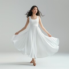 Mockup of a female white dress worn by a model