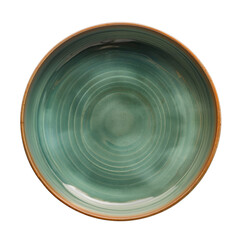 Empty ceramic round plate isolated on white background.
