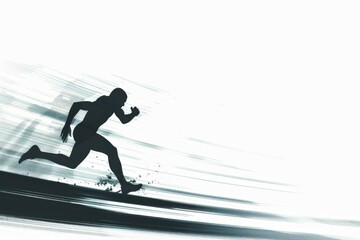 A determined runner sprints down the track in this dynamic graphic wallpaper. The scene captures the intense action and sheer speed of a 100-meter dash, making it an inspiring backdrop for any sports
