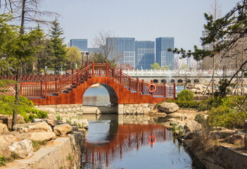 Spring in Qingdao. Landscape of Fushan Eco-Park. Qingdao. China.