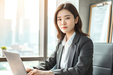 Portrait of a beautiful Asian business woman in the office