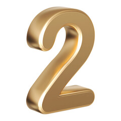 Gold 3D Number 2