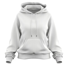 Women white blank hoodie template isolated on white background