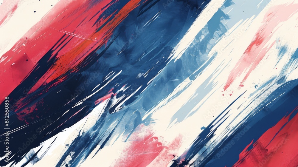 Poster Abstract brushstroke pattern with flag-inspired color palette