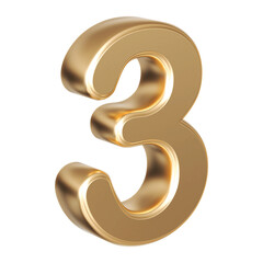 Gold 3D Number 3